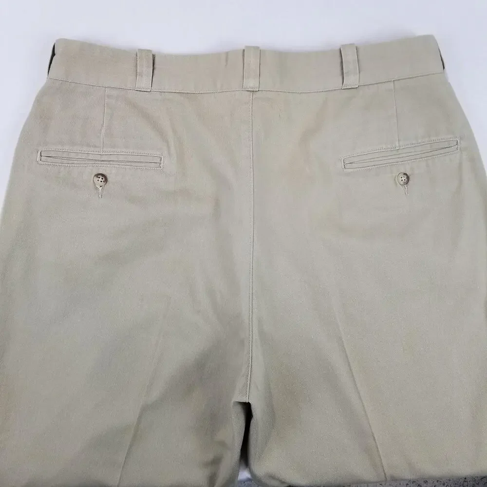 Polo Ralph Lauren Khaki Pants Mens 36x28 Beige Cotton Flat Front USA Chino